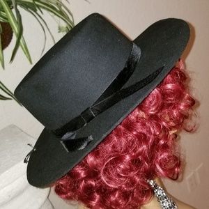 Flat Brim Fedora Black Hat